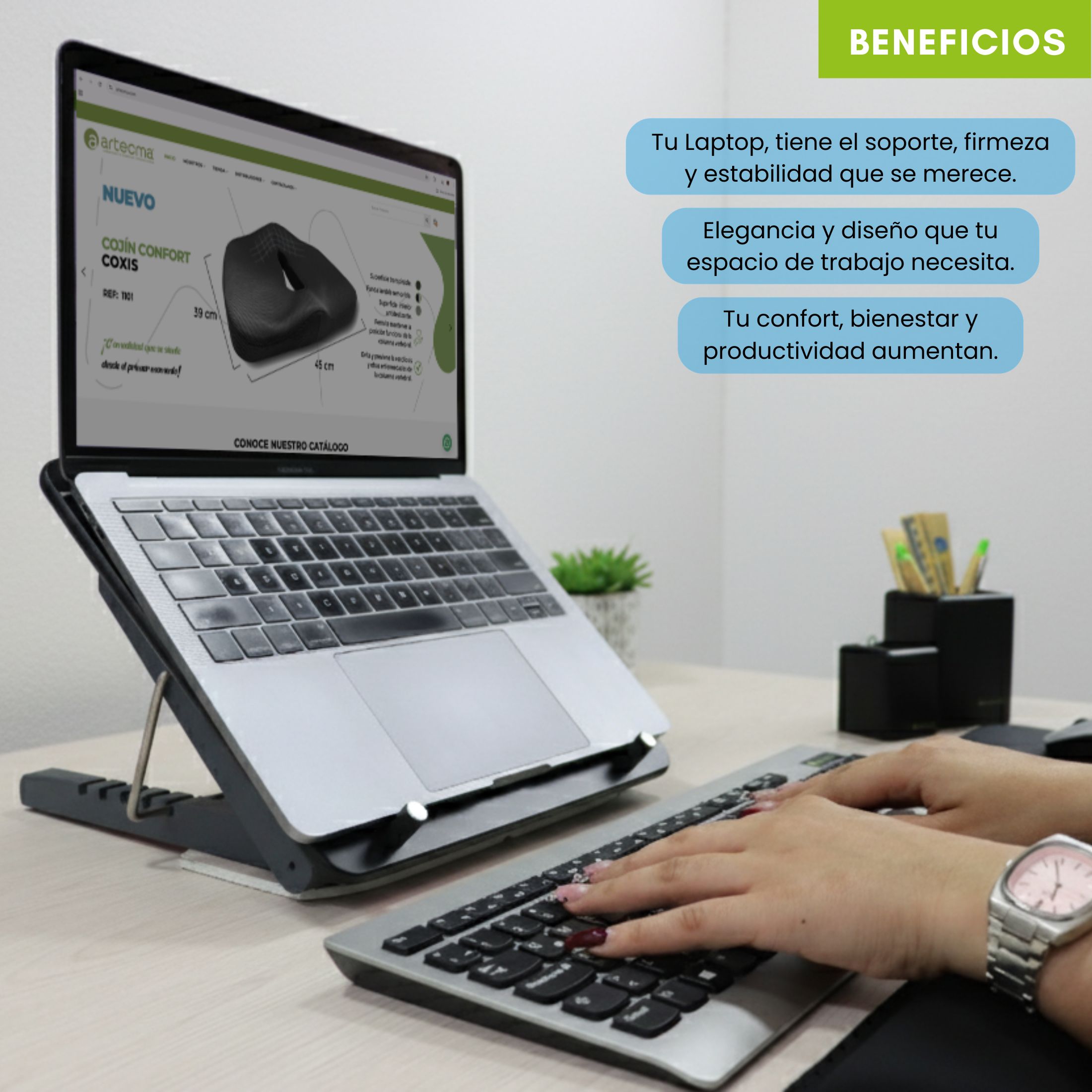 Soporte ergonómico plegable sencillo para laptop / Ajustable a 5 alturas