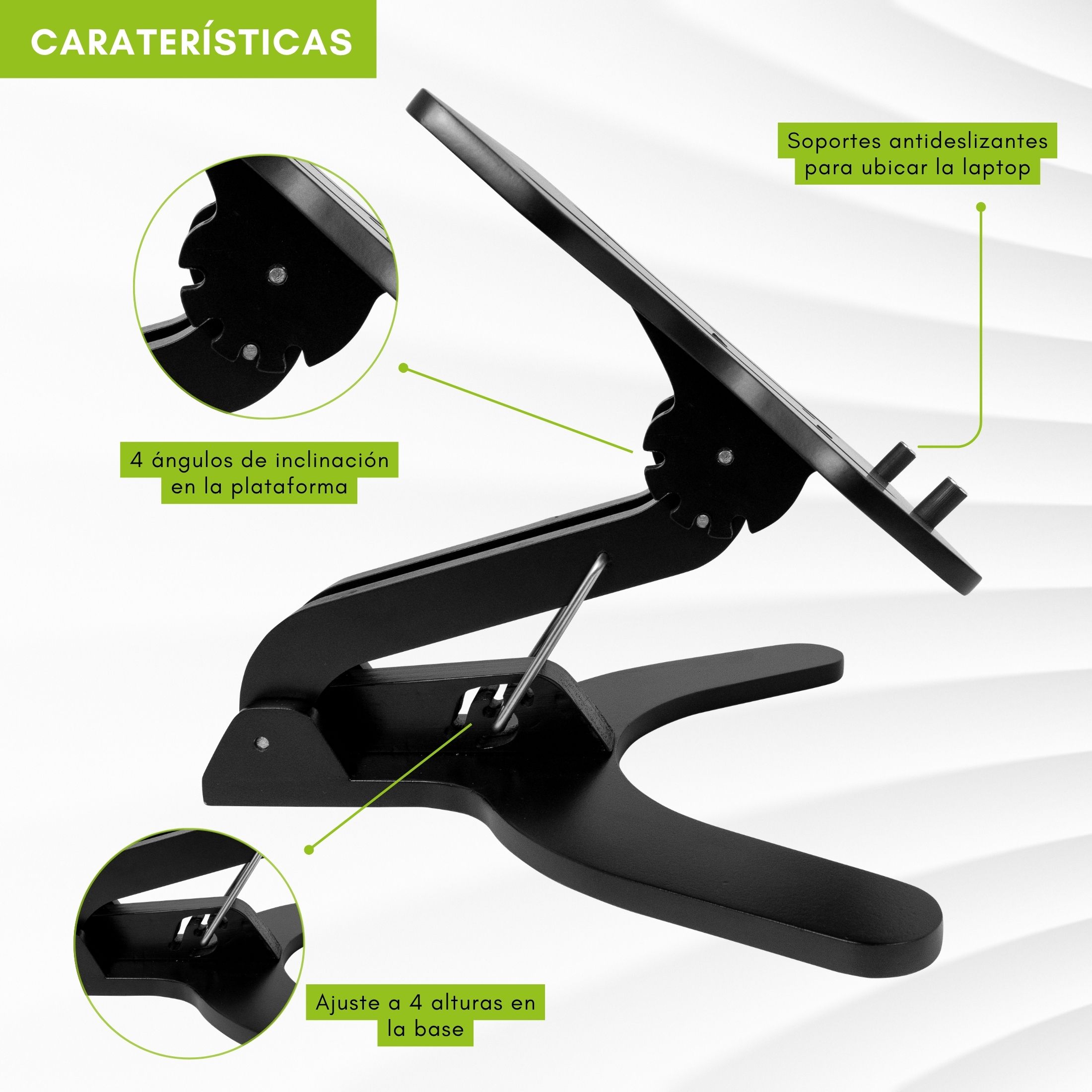 Soporte ergonómico multifuncional para laptop y tablet / Ajustable a 4 alturas