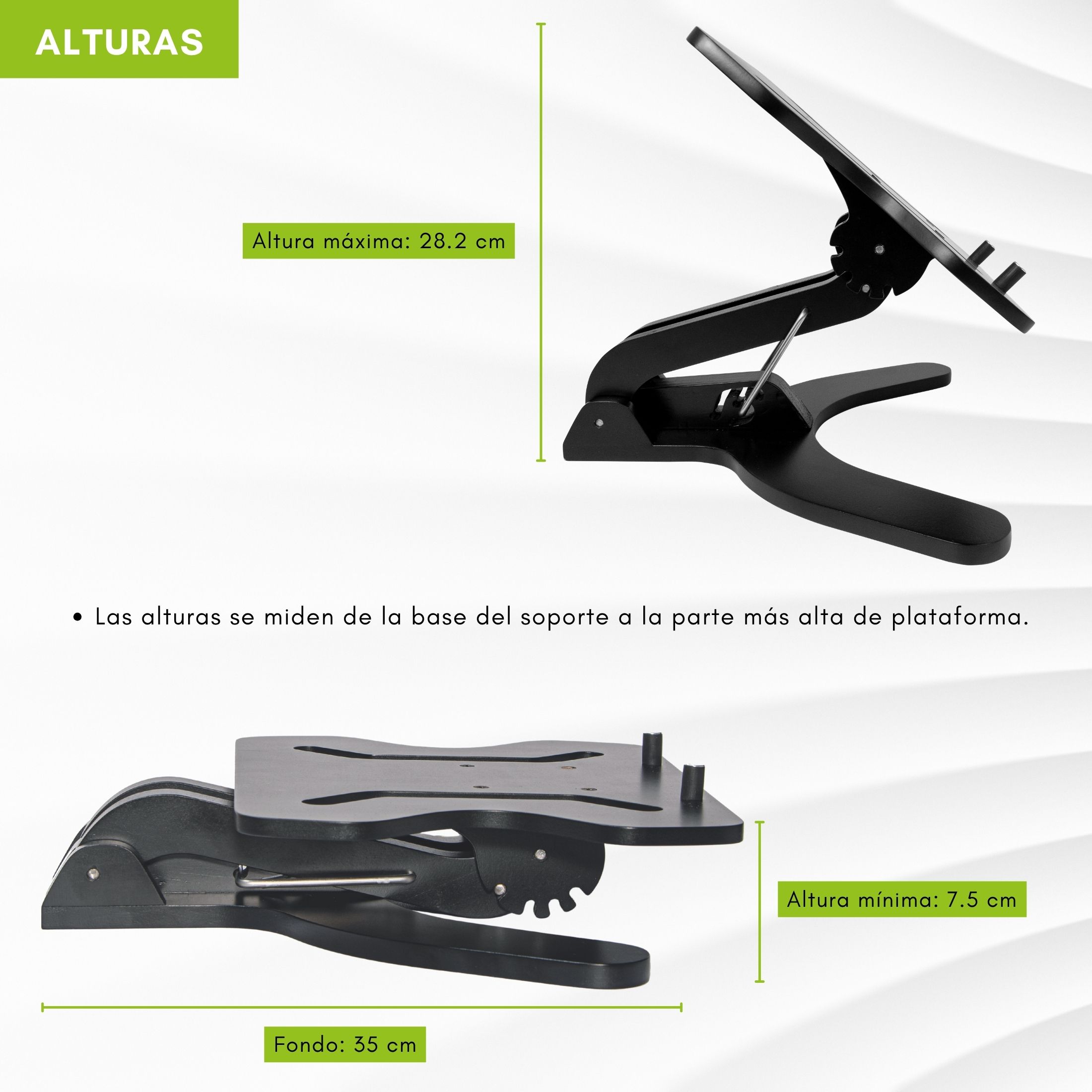 Soporte ergonómico multifuncional para laptop y tablet / Ajustable a 4 alturas